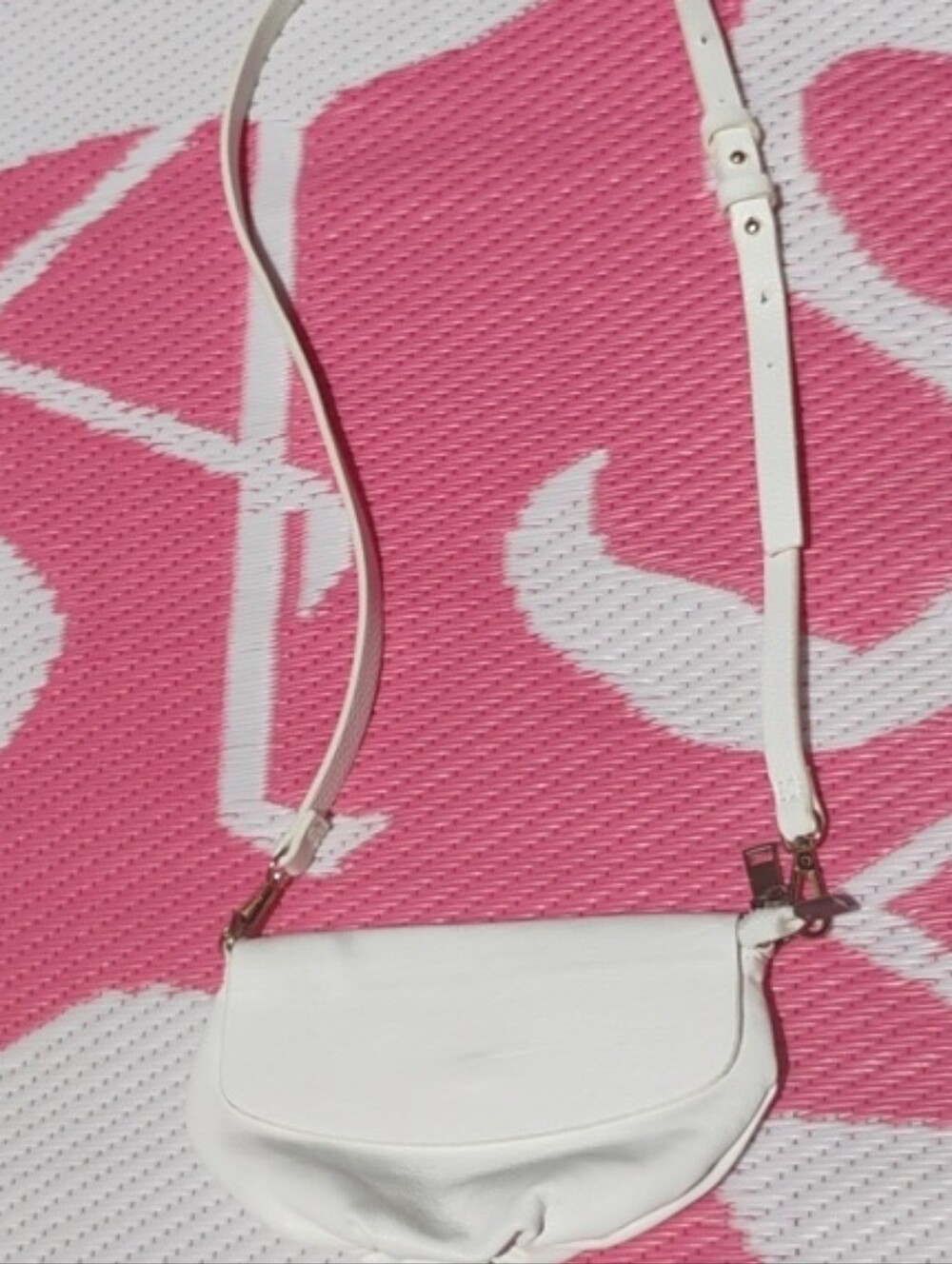 Anthropologie Small White Leather Crossbody Shoulder Bag